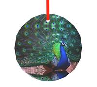 Hermoso colgante redondo de cristal de pavo real, colgante de árbol de Navidad, perfecto para Halloween, fiestas de vacaciones
