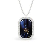 Hermoso collar con colgante rectangular de labios dorados para mujer negra, joyería de aleación para mujer, llavero con etiqueta