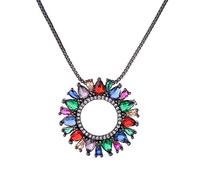 Hermoso collar de flores de cristal multicolor de circonía cúbica círculo viper círculo colgante de mujeres redondo para mujeres boda
