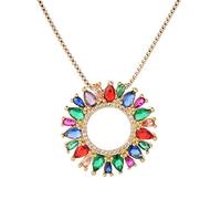 Hermoso collar de flores de cristal multicolor de circonía cúbica círculo viper círculo colgante de mujeres redondo para mujeres boda