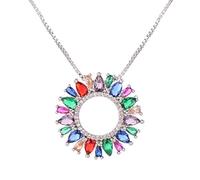 Hermoso collar de flores de cristal multicolor de circonía cúbica círculo viper círculo colgante de mujeres redondo para mujeres boda