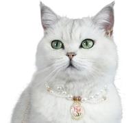 Hermoso collar de perlas para mujer, collar de perlas creativo único de doble capa con colgantes coloridos para gato y perro pequeño, 11 a 15.75 pulgadas, joyería de gato para fiesta (talla única (11