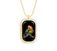Hermoso collar personalizado con bellota de pájaro loro para mujer, colgante rectangular, joyería de moda, regalos, oro y plata.
