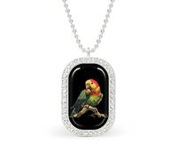 Hermoso collar personalizado con bellota de pájaro loro para mujer, colgante rectangular, joyería de moda, regalos, oro y plata.