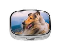 Hermoso collie áspero, Pastillero cuadrado para bolsillo o monedero, pequeño contenedor de pastillas, organizador de pastillas de viaje