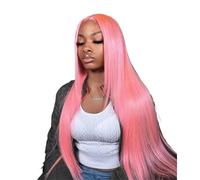 Hermoso Densidad frontal de las pelucas 220 del cordón recto rosado cabello humano 13X4 Hd Preplucked(20inches)