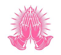 Hermoso diseño de manos en oración con simbolismo de saco Pegatinas de grabado 67.2x67.7cm Cultura del tatuaje Rosa