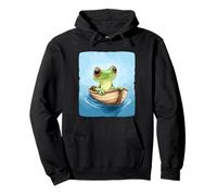 Hermoso disfraz de rana con barco para adultos y niños Sudadera con Capucha