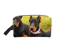 Hermoso dóberman otoñal. Organizador de cosméticos de Gran Capacidad, Neceser de Viaje para Mujer.