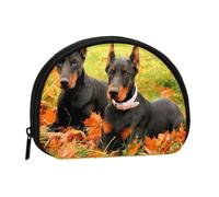 Hermoso Doberman otoñal. Pequeña Bolsa para Guardar Toallas sanitarias y Maquillaje. Monedero para cosméticos de Mujer.
