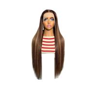 Hermoso El cordón transparente de la peluca Ombre HD densidad 200 del cabello humano frente punto culminante recto 13x6 pre desplumó(36inches)