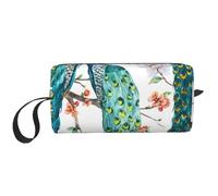 Hermoso Estampado de Flores de Pavo Real., Bolsa de Maquillaje Bolsa de cosméticos Bolsa de artículos de tocador de Viaje portátil Bolsa de Maquillaje