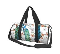 Hermoso Estampado de Flores de Pavo Real., Bolsa de Viaje de Gran Capacidad, Bolso Redondo, Bolsa de Viaje Deportiva, Bolsa de Mano, Bolsa de Fitness
