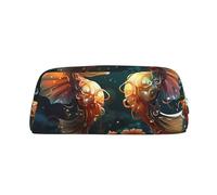 Hermoso estuche con estampado de caballitos de mar con cremallera, organizador de papelería portátil, bolsa para lápices, oficina y viajes