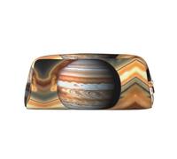 Hermoso estuche de piel con cremallera Saturn para cosméticos, ideal para hombres, mujeres, artistas, uso en casa y oficina, Paisaje de Júpiter, Talla única, Neceser