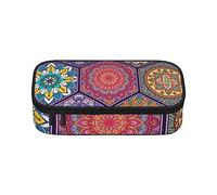Hermoso estuche hexagonal de gran capacidad, bolsa de papelería de oficina, bolsa de cosméticos con compartimentos para niñas, niños y adultos