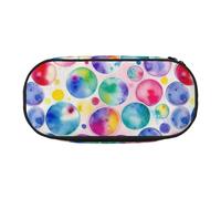 Hermoso estuche portátil con estampado de sirena de arco iris, espacioso estuche para bolígrafos, suministros escolares, almacenamiento de maquillaje, Black, Talla única, Organizador de bolsas