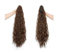 Hermoso Extensiones de cola caballo sintéticas largas, onduladas y rizadas con clip(9)