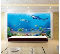 Hermoso Fresco Mundo Submarino Animales Tiburones 3D Papel Pintado Lujo Casa Sala Decoración Estar Comedor Sofá Dormitorio TV Fondo de Pared-300cm×210cm