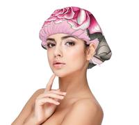 Hermoso gorro de dormir de satén de rosas rosas rosas para adultos, protección y comodidad para el cabello, negro, talla única