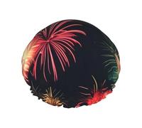 Hermoso gorro de ducha de fuegos artificiales para mujer, gorro de ducha reutilizable, gorro de baño impermeable para mujer, pelo largo