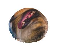 Hermoso gorro de ducha elástico impermeable de doble capa con diseño de collie áspero. Gorro de baño reutilizable.