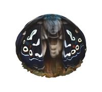 Hermoso gorro de ducha estampado alas de polilla, elástico y reutilizable para cabello largo, gorro de ducha impermeable grande, para mujeres, hombres, niños