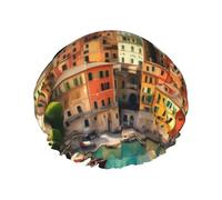 Hermoso gorro de ducha impermeable de gran tamaño con estampado italiano para mujeres y hombres, reutilizable, ligero y suave