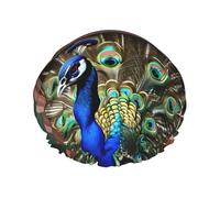 Hermoso gorro de ducha ligero con estampado de pavo real para mujeres y hombres, gorro reutilizable suave y gorro de baño