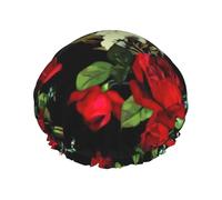 Hermoso gorro de ducha ligero con estampado de rosas para mujeres y hombres, gorro reutilizable suave y gorro de baño