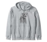 Hermoso Guepardo lápiz Bosquejo Retrato Safari Fauna Gato Sudadera con Capucha