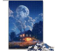 Hermoso hogar bajo Estrellas de Colores Rompecabezas de 1000 Piezas para Adolescentes Mayores de 14 años Entrena tu Cerebro y Tus Manos Regalos navideños (26x38cm)