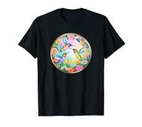 Hermoso Jardín De Flores Colibríes Arco Iris Camiseta