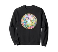 Hermoso Jardín De Flores Colibríes Arco Iris Sudadera
