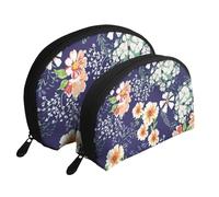 Hermoso Jardín Flores Pétalo Floral Hojas Prado Naranja, Bolsa de Maquillaje de Concha, Monedero pequeño para Mujer, Bolsa de artículos de tocador, Bolsa de cosméticos, 2 Piezas