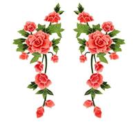 Hermoso juego de 2 parches de tela floral para decoración de prendas con delicado patrón calado bordado calado