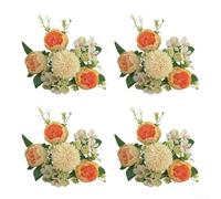 Hermoso juego de 4 peonías artificiales, flores de seda aptas para alérgicos para decoración del hogar y eventos, bajo mantenimiento y elegante (harina de carne)