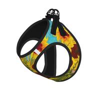 Hermoso juego de arnés ajustable con estampado de pintura al óleo de girasol para gatos y perros, chaleco de malla suave y transpirable con diseño reflectante, correa a prueba de fugas para mascotas