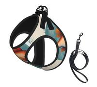 Hermoso juego de arnés y correa para perro con estampado de peces, arnés reflectante ajustable para perros pequeños y gatos