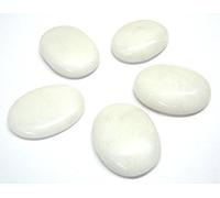 Hermoso juego de cinco blanco Ágata preocupación piedras cristal curación Wellness energía positiva protectora metafísica Reiki Feng Shui éxito estrés miedo concentración pulgar piedras