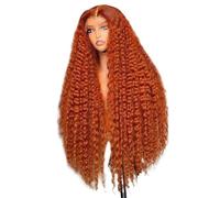 Hermoso La peluca profunda anaranjada el 100% del cabello humano frente cordón de la onda 13X4 Hd jengibre pelucas pre desplumadas rizadas 250 densidades(22inches)