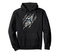 Hermoso Leopardo de la Nieve Piercing Azul Ojo Garra Animal diseño Sudadera con Capucha