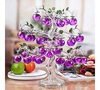 Hermoso manzano de cristal de cristal con 36 18 PCS Manzanas Fengshui Crafts CHIRTMAS Árbol Colgando ornamento Housewarming-Lila_18 cuelga 40mm de manzana