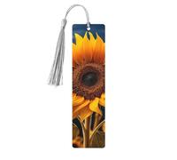 Hermoso marcapáginas de madera con estampado de girasol con borla, hermosos marcadores hechos a mano, marcadores para leer