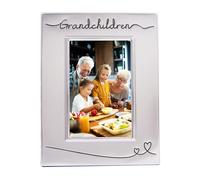 Hermoso marco para fotos de nietos de Haysom Interiors, bicolor, plateado, de 10 x 15 cm con terciopelo negro | Idea de regalo ?nica y considerada