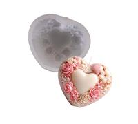 Hermoso molde artesanal de silicona con flor de corazón para arte