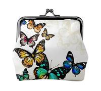 Hermoso monedero con estampado de mariposa, monedero portátil de cuero de fibra para mujer, Black, Talla única, Bolsa para monedas