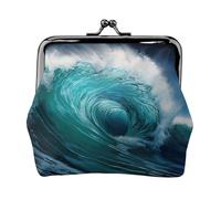 Hermoso monedero con estampado de olas del océano, monedero pequeño, monedero, tarjetero, monedero, monedero pequeño para mujeres y hombres, Negro -, Talla única, Vintage