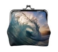 Hermoso monedero con estampado de olas del océano, monedero pequeño, monedero, tarjetero, monedero, monedero pequeño para mujeres y hombres, Negro -, Talla única, Vintage