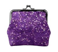 Hermoso monedero con estampado de purpurina morada, elegante y único, bonito monedero con cierre de beso, impermeable para monedas